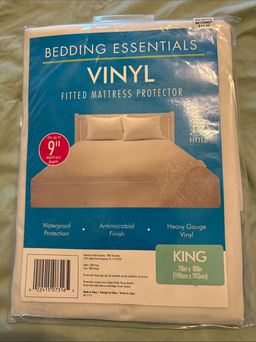 Essentials Vinyl Fitted Mattress Protector - White